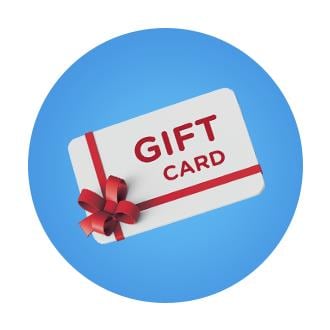 Image shows a gift card with a red bow on it.