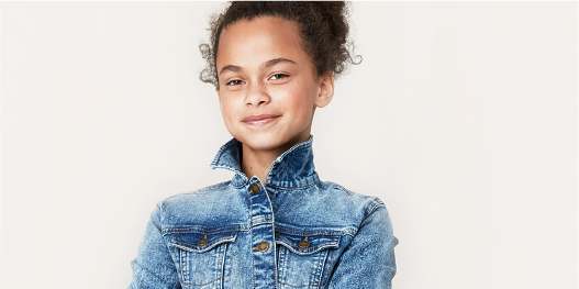 Little girl in jean jacket