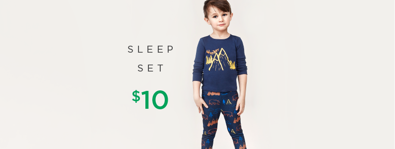 toddler in sleep set