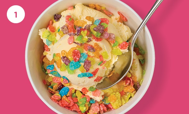 fruity cereal on ice cream