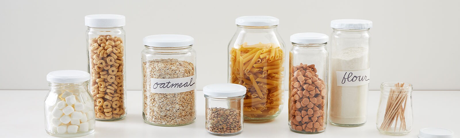 Spices, cereals and grains in jars