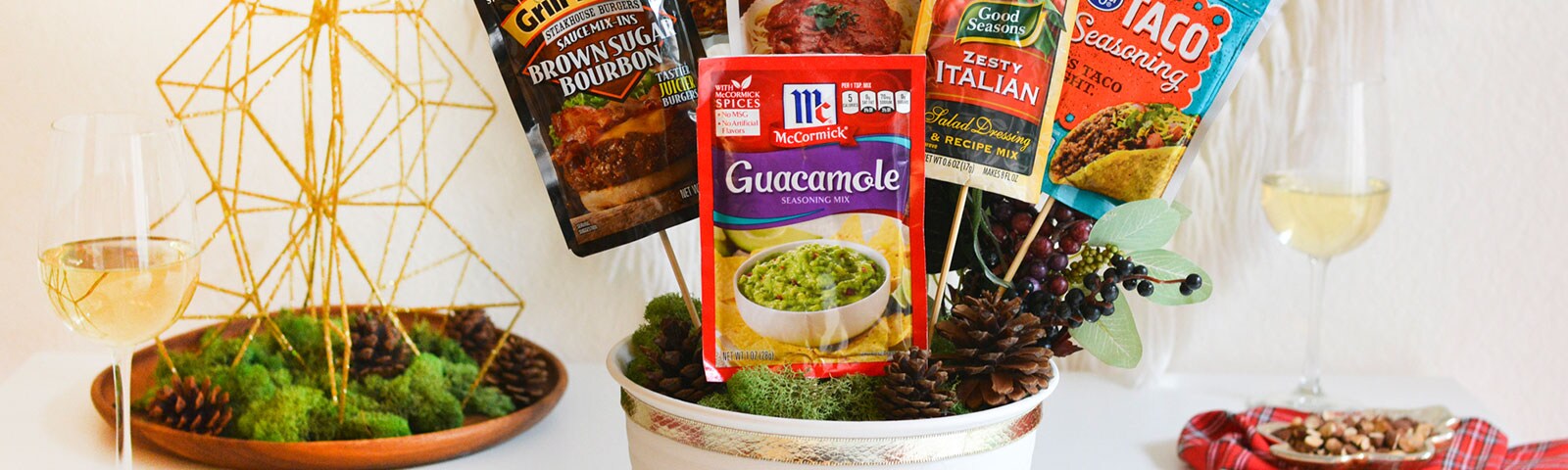 Gift baskets filled with different seasonings